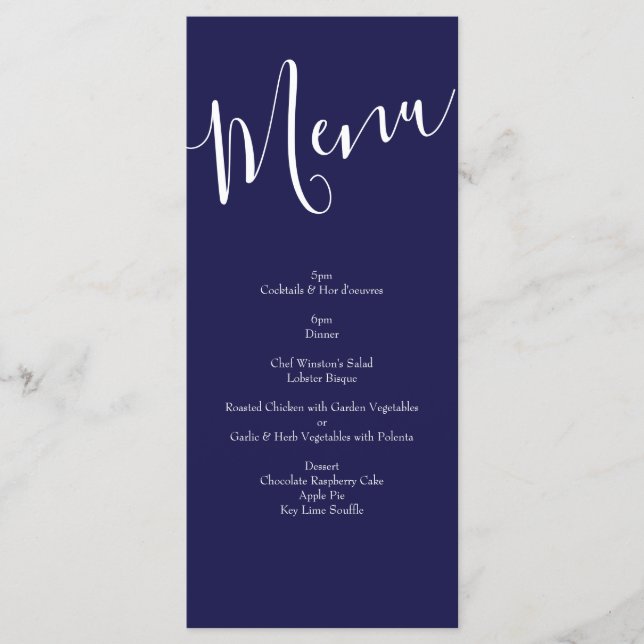 Blue & Orange Rose Floral Modern Wedding Menu (Front)