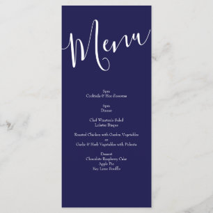 Blue & Orange Rose Floral Modern Wedding Menu