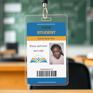 Blue & Orange School College University Student ID ID Badge
