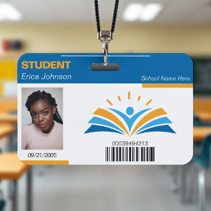 Blue & Orange School College University Student ID ID Badge