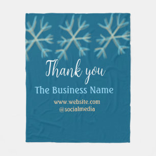 Blue orange snowflakes add business name christmas fleece blanket