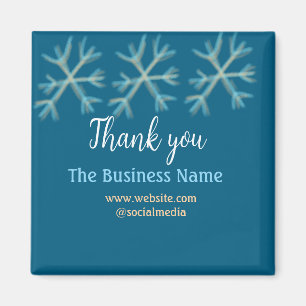 Blue orange snowflakes add business name christmas magnet