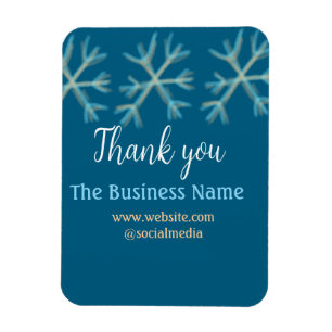 Blue orange snowflakes add business name christmas magnet