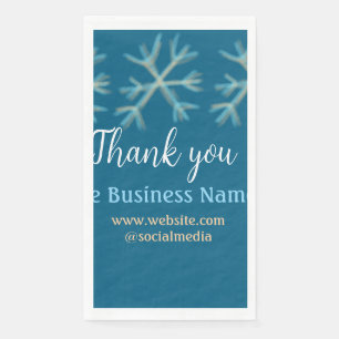 Blue orange snowflakes add business name christmas napkin