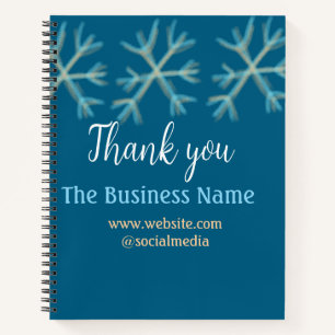 Blue orange snowflakes add business name christmas notebook