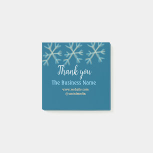 Blue orange snowflakes add business name christmas post-it notes