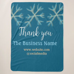 Blue orange snowflakes add business name christmas sherpa blanket
