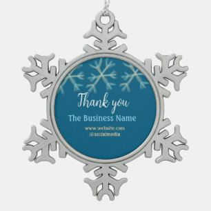 Blue orange snowflakes add business name christmas snowflake pewter christmas ornament