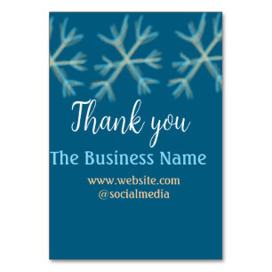 Blue orange snowflakes add business name christmas table number