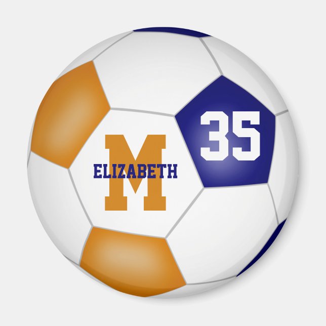 blue orange soccer team colors magnet (Front)