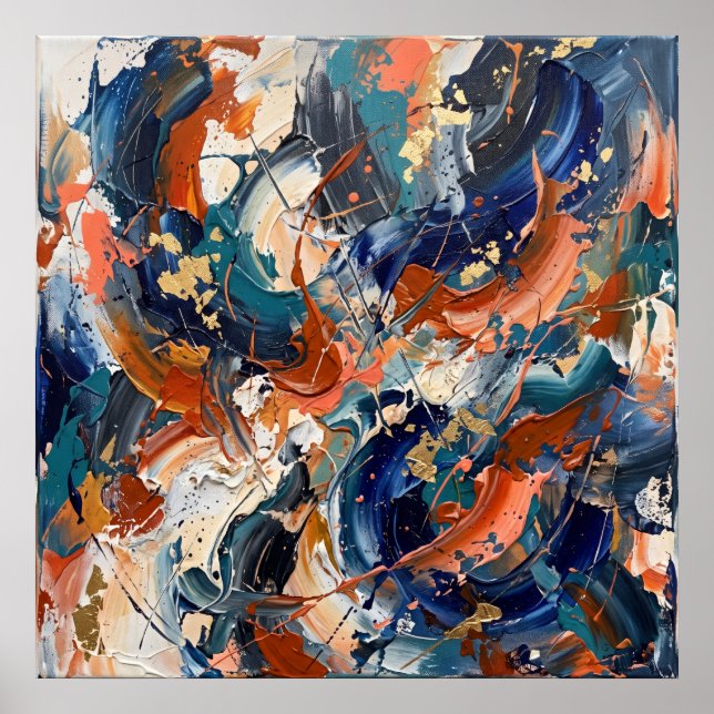 Blue Orange Spirit Energy Abstract Poster (Front)