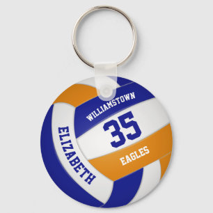 blue orange sports team colors girls volleyball key ring