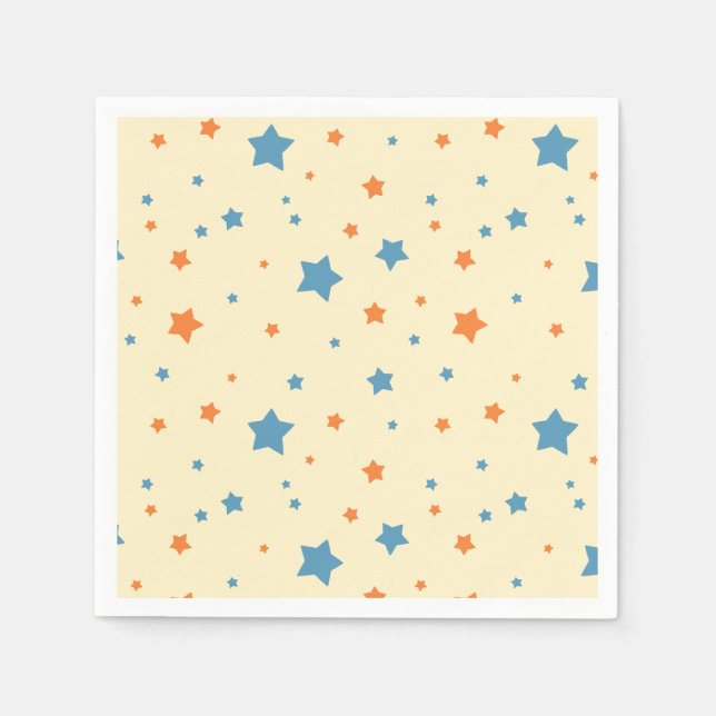 Blue& Orange Star Pattern Elegant Starry Napkin (Front)