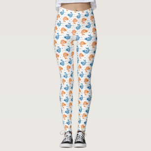 Blue Orange Summer Japanese Koi Fish Leggings