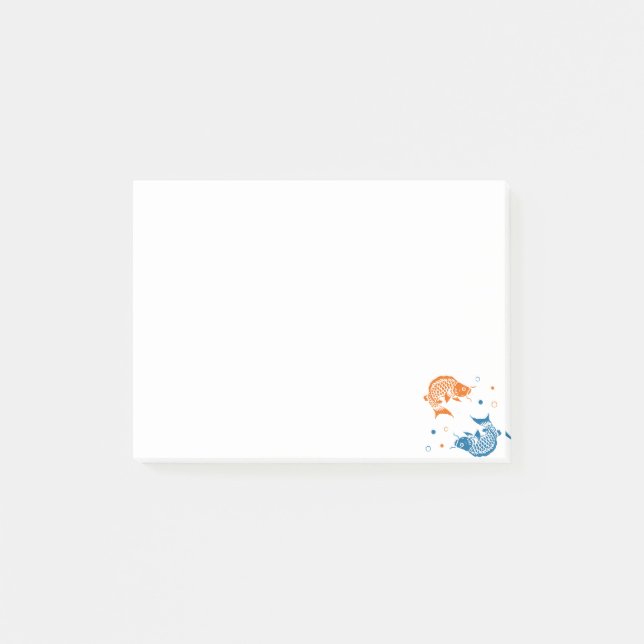Blue Orange Summer Japanese Koi Fish Post-it Notes (Front)