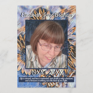 Blue Orange Sunflower Art   Photo   Funeral     Programme