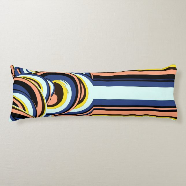 Blue Orange Swirl Wavy Lines Pattern Body Cushion (Front)