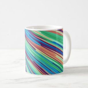 Blue Orange Teal Abstract Geometric Feathers Coffee Mug