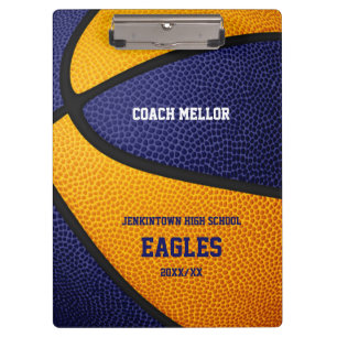blue orange team colours basketball coach name clipboard