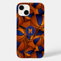 Blue orange team colours basketball sports pattern