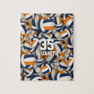 blue orange team colours girls boys volleyball jigsaw puzzle