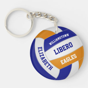 blue orange team colours girls boys volleyball key ring