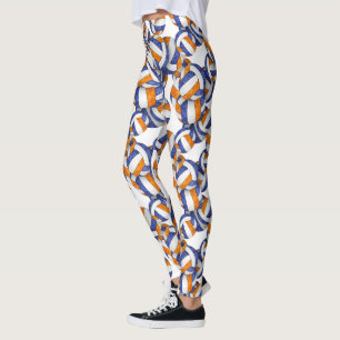 blue orange team colours volleyballs pattern leggings