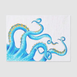 Blue Orange Tentacles Ink Tissue Paper