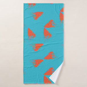 Blue, orange, vibrant, trendy geometric pattern bath towel