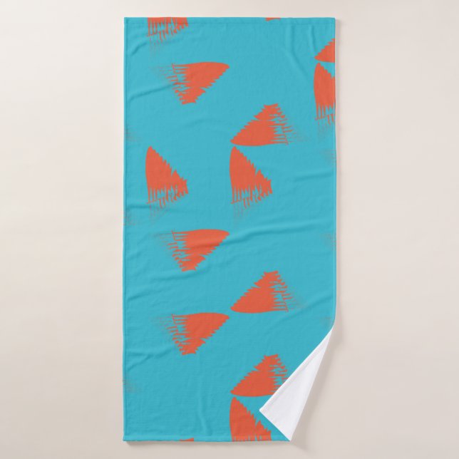 Blue, orange, vibrant, trendy geometric pattern bath towel (Bath Towel)