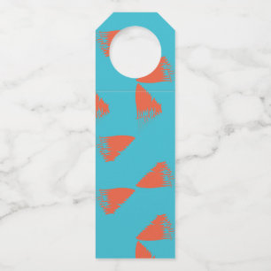 Blue, orange, vibrant, trendy geometric pattern bottle tag