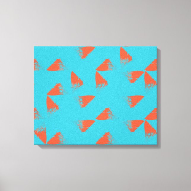 Blue, orange, vibrant, trendy geometric pattern canvas print (Front)