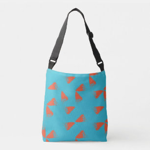 Blue, orange, vibrant, trendy geometric pattern crossbody bag