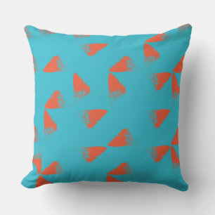 Blue, orange, vibrant, trendy geometric pattern cushion