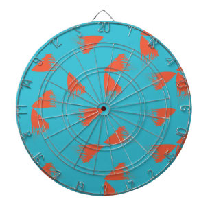 Blue, orange, vibrant, trendy geometric pattern dartboard
