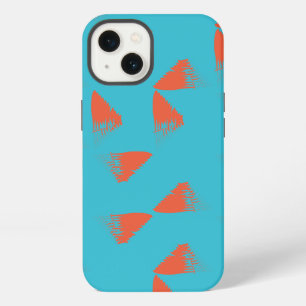 Blue, orange, vibrant, trendy geometric pattern iPhone 13 case