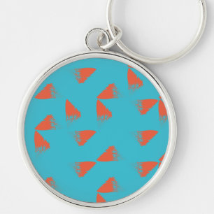 Blue, orange, vibrant, trendy geometric pattern key ring