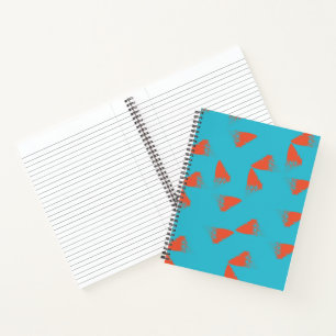 Blue, orange, vibrant, trendy geometric pattern notebook