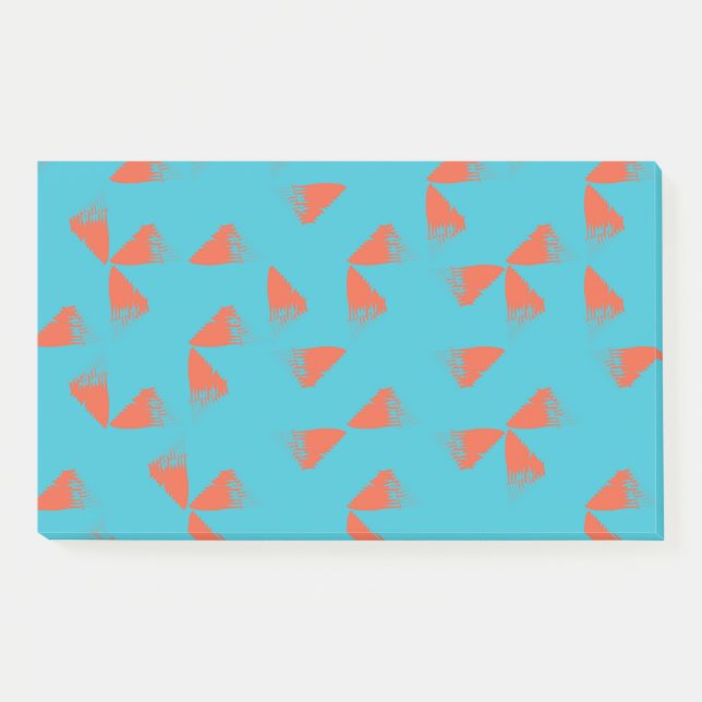 Blue, orange, vibrant, trendy geometric pattern post-it notes (Front)
