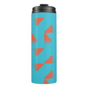 Blue, orange, vibrant, trendy geometric pattern thermal tumbler