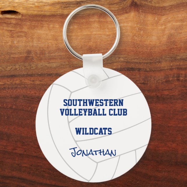 Blue orange volleyball team colours key ring (Back)