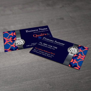 Blue + Orange w/ Logo Business Cards