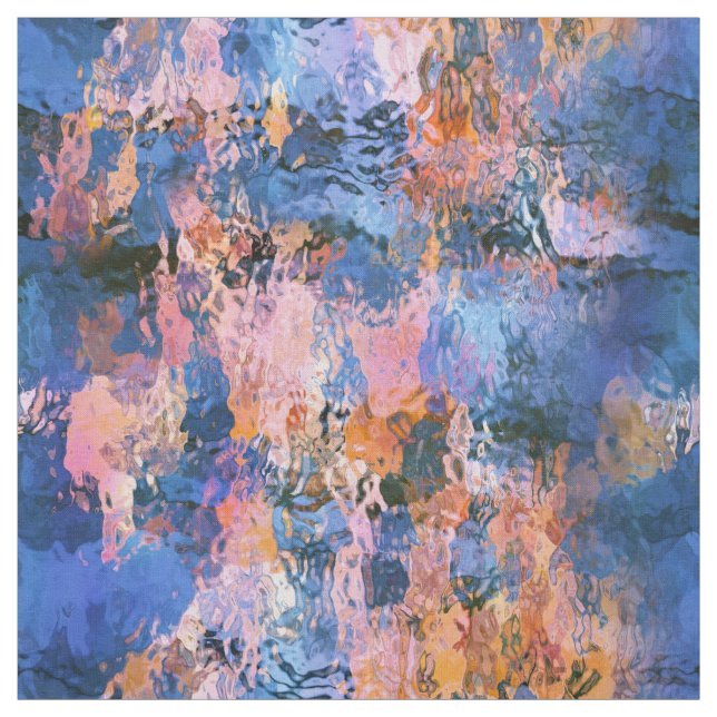 Blue & Orange Water Abstraction Fabric (Swatch)
