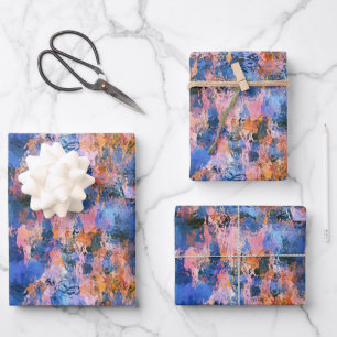 Blue & Orange Water Abstraction Wrapping Paper Sheet