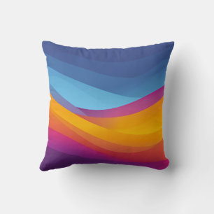 Blue Orange Wave Layers Cushion