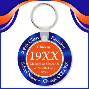 Blue, Orange, White, Class Reunion Party Favours, Key Ring