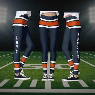 Blue Orange White Team Jersey Colours Love Sports Leggings