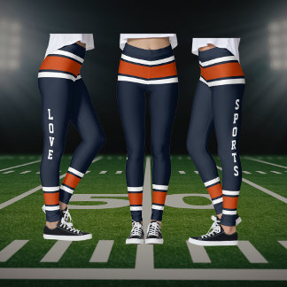 Blue Orange White Team Jersey Colours Love Sports Leggings