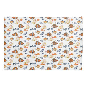 Blue Orange White Tropical Fish Pattern Nursery Pillowcase