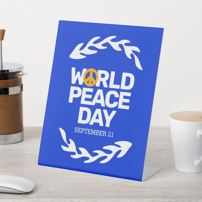 Blue Orange World Peace Day Peace Sign (In SItu)